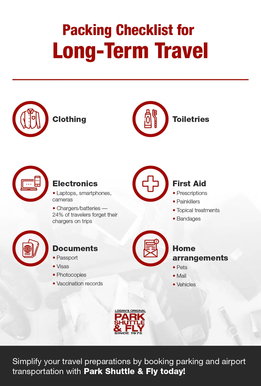 Packing Checklist for Long-Term Travel - Park Shuttle & Fly