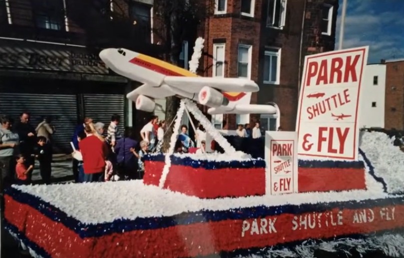 Park Shuttle & Fly parade float